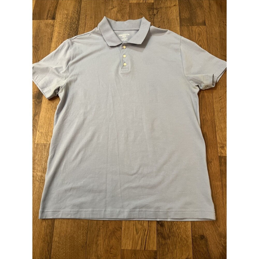 Clairborne Mens Medium Polo Short Sleeve Shirt Sky Blue - Classic Look